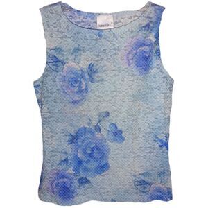 Fashion Bug Sequined Blue & White Floral Tank Top Size M Whimsygoth Career